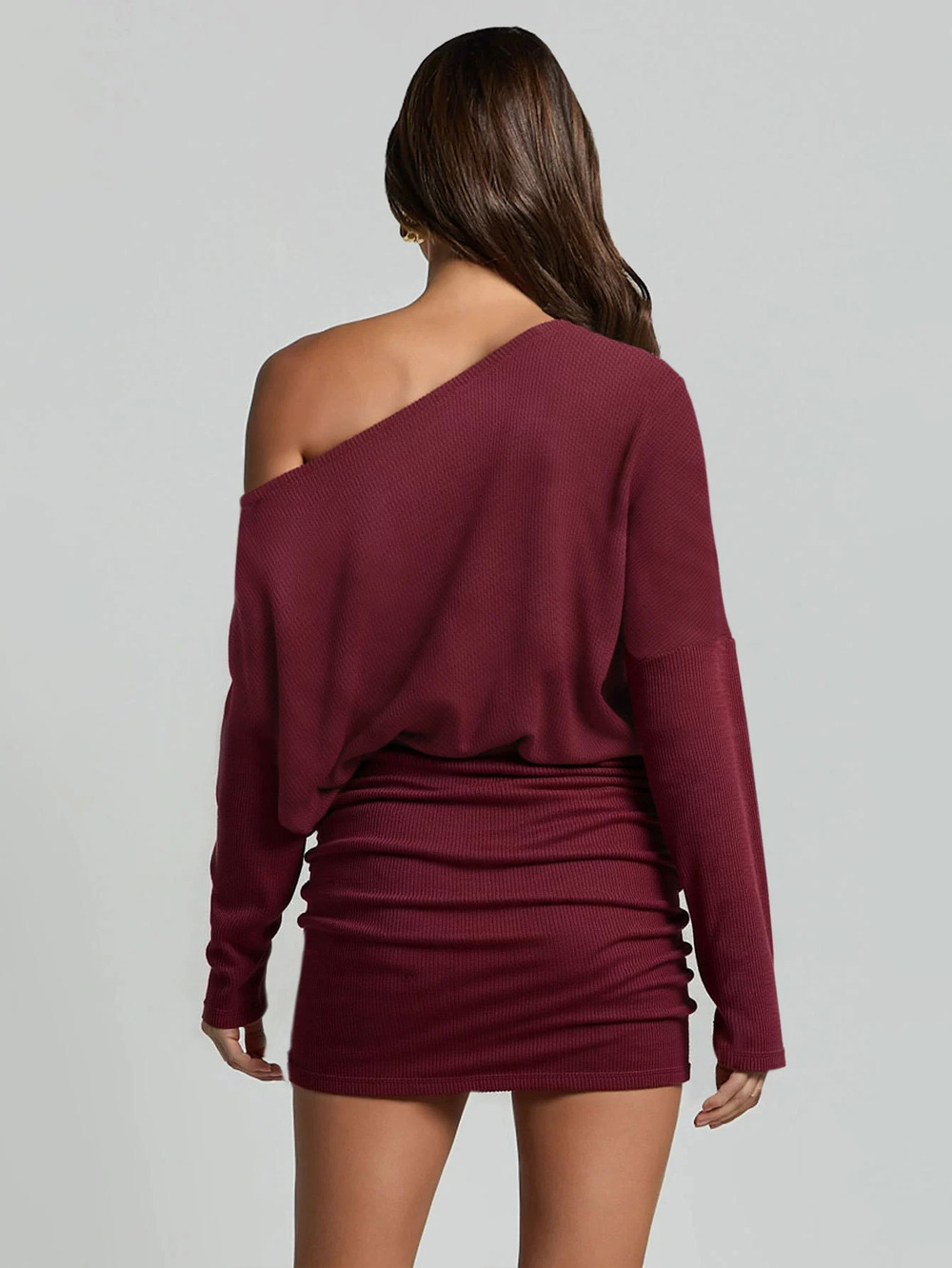 ZARA Off Shoulder Asymmetric Neck Long Sleeve Bodycon Dress Spring Summer - Picture 2 of 6